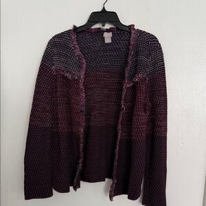 Chico's Burgundy and Purple Knit Cardigan